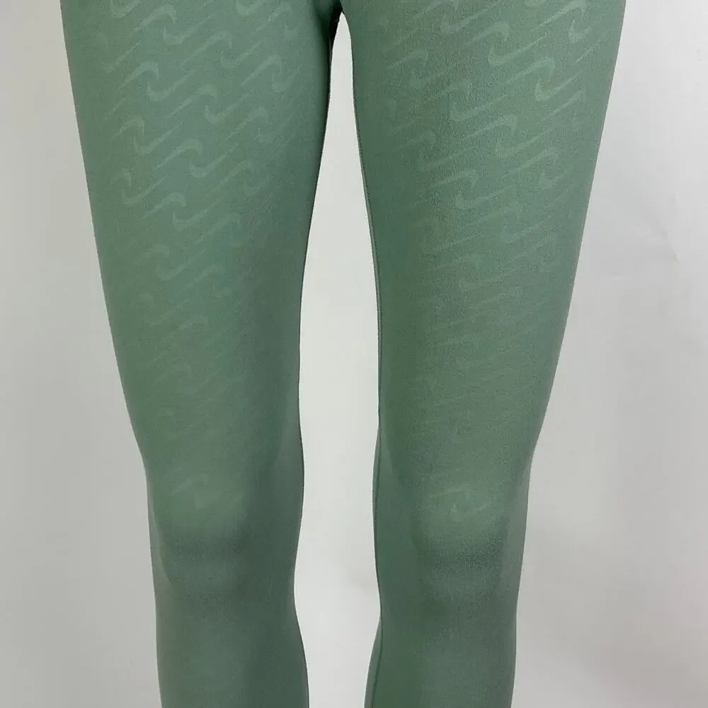 Nike Dri-Fit Check Logo Icon Mint Sage Green Pull-On Athletic Leggings Size S